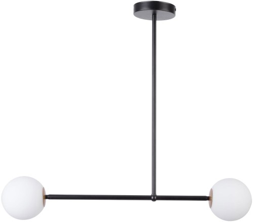 Sigma czarna lampa sufitowa na 2 żarówki 33192 GAMA minimalistyczny żyrandol z białymi kloszami 33192