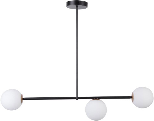 Sigma czarna lampa sufitowa na 3 żarówki 33190 GAMA żyrandol do sypialni z białymi kloszami 33190