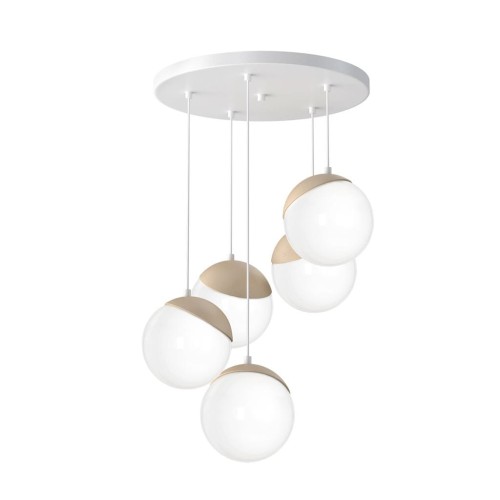 Milagro Sfera Wood lampa wisząca 5-punktowa MLP5426