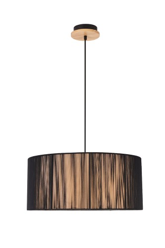LUNO Lampa Wisząca Kioto LUNO styl ekologiczny drewno,pcv czarny 50103218