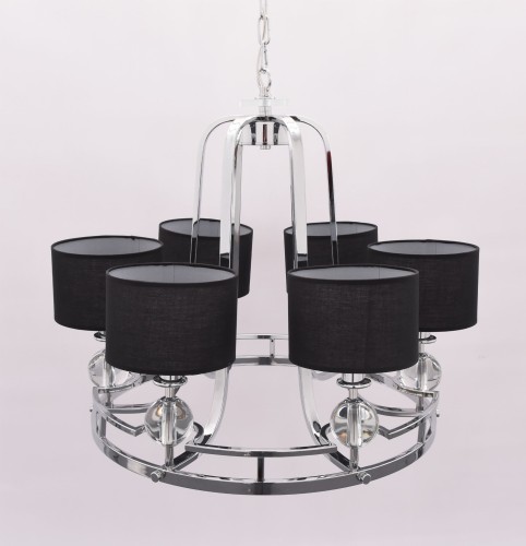 Lumina Deco Żyrandol LAMPA wisząca REDFORD LDP 6602 6 Deco abażurowa OPRAWA zwis na łańcuchu czarny