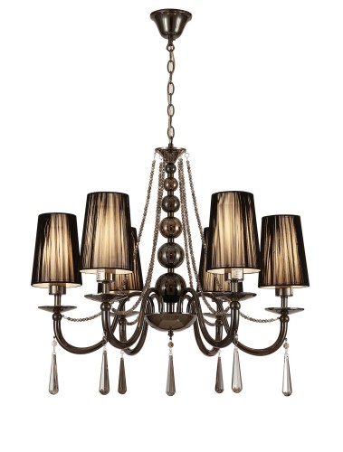 Lumina Deco Deco KLASYCZNY ŻYRANDOL KRYSZTAŁOWY CZARNY FABIONE W6