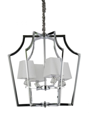 Lumina Deco Deco NOWOCZESNA LAMPA WISZĄCA CHROMOWANA Z BIAŁYMI ABAŻURAMI MONTERO LDP 1249-4 (CHR+WT)
