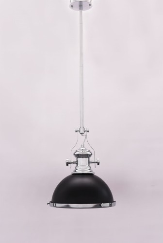 Lumina Deco LAMPA wisząca ETTORE LDP 710 BK ) Deco industrialna OPRAWA zwis kopuła chrom czarna