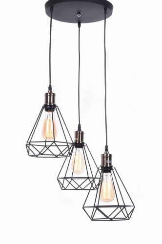 Lumina Deco Deco LAMPA WISZĄCA INDUSTRIALNA LOFT CZARNA COBI W3