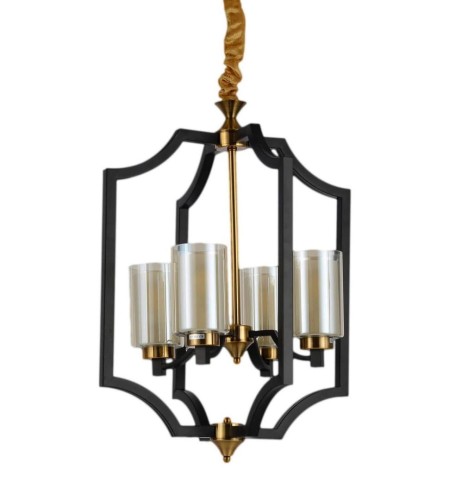 Lumina Deco Deco LAMPA WISZĄCA LOFT CZARNO-MOSIĘŻNA VIGATTO W4 LDP 1224-4 (BK+MD)