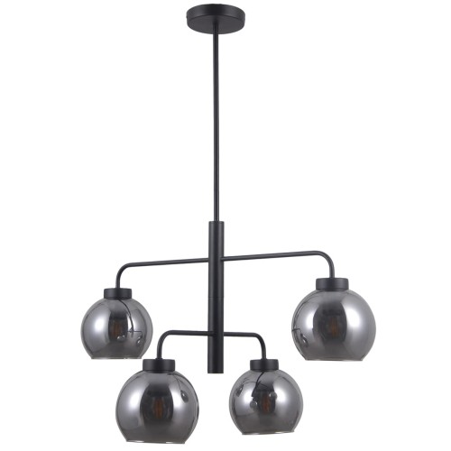 Italux Wisząca LAMPA loftowa POGGI PND-28028-4D szklana OPRAWA zwis kule balls czarne przydymione
