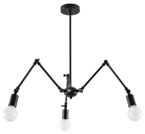 Sollux Lighting Lighting czarna lampa sufitowa w stylu loft STARK 3 SL0611 potrójny żyrandol widoczne żarówki pająk SL0611