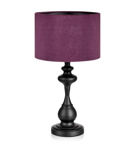 Markslojd Stojąca LAMPA stołowa CONNOR 107370 klasyczna LAMPKA abażurowa fioletowa czarna 107370