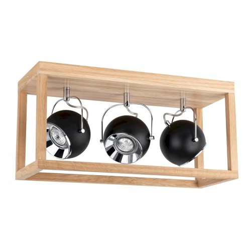 Spotlight Skandynawska LAMPA sufitowa ROY 5224374 drewniana OPRAWA plafon klatka reflektorki kule balls dąb olejowany czarna 5224374