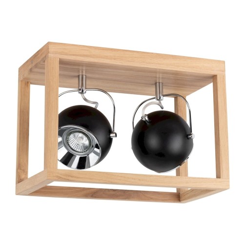 Spotlight Skandynawska LAMPA sufitowa ROY 5224274 drewniana OPRAWA plafon klatka reflektorki kule balls dąb olejowany czarna 5224274