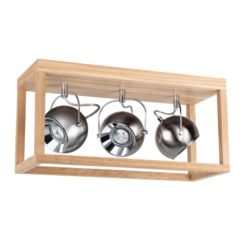 Spotlight Plafon LAMPA sufitowa ROY 5227374 drewniana OPRAWA klatka kostka cube reflektorki kule balls dąb olejowany satyna 5227374