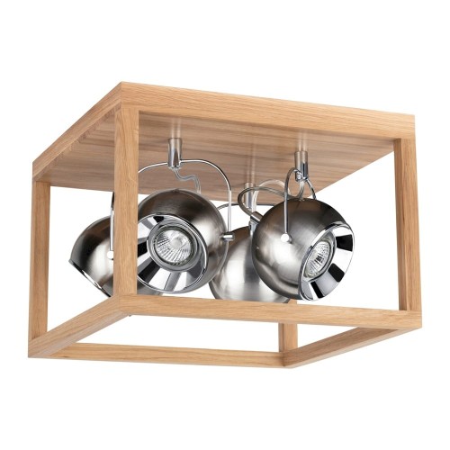 Spotlight Plafon LAMPA sufitowa ROY 5227474 drewniana OPRAWA klatka kostka cube reflektorki kule balls dąb olejowany satyna 5227474