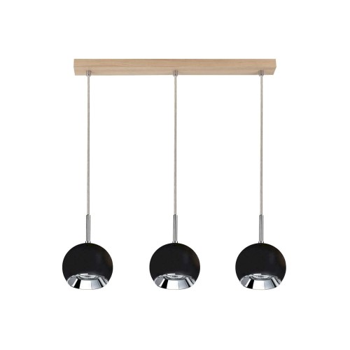Spotlight Ball Wood lampa wisząca 3-punktowa dąb olejowany/czarny 5143374 5143374