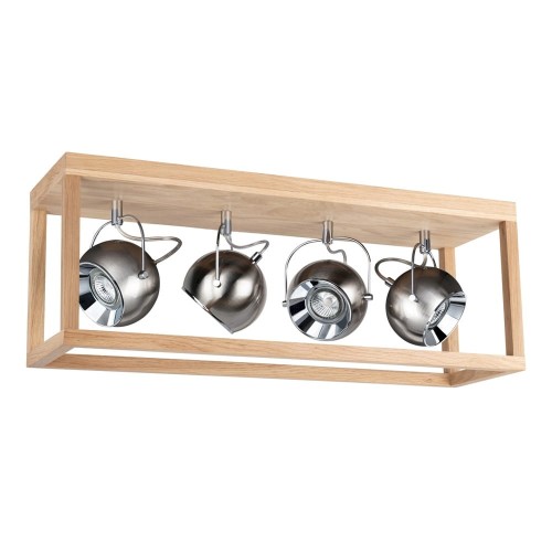 Spotlight Plafon LAMPA sufitowa ROY 5227474L drewniana OPRAWA klatka kostka cube reflektorki kule balls dąb olejowany satyna 5227474L