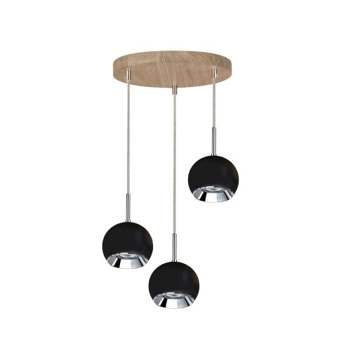Spotlight Ball Wood lampa wisząca 3-punktowa dąb olejowany/czarny 5143374R 5143374R