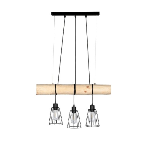 Spotlight Drewniana LAMPA wisząca TRABO SZORT 68214304 rustykalna OPRAWA ekologiczny ZWIS drewniana belka sosna czarny 68214304