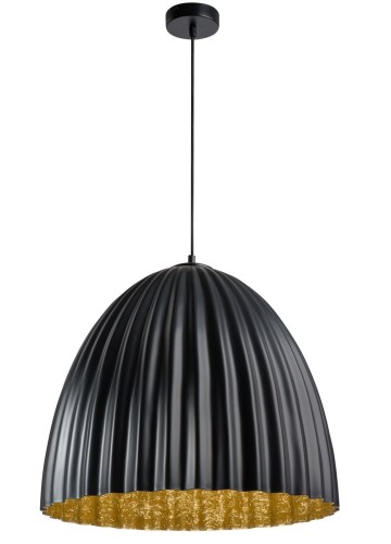 Sigma czarno-złota lampa wisząca TELMA 32020 lampa sufitowa z dużym czarnym kloszem nad stół 32020