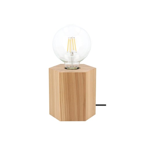 Spotlight Geometryczna LAMPA stołowa HEXAR 7819174 drewniana LAMPKA biurkowa ekologiczna stojąca dąb olejowany czarna 7819174