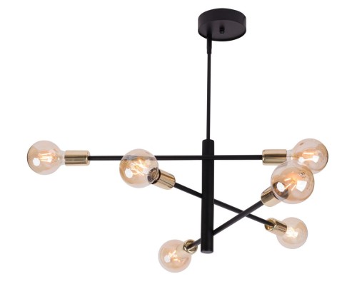 Sigma Lampa wisząca żyrandol ONYX 6 CZARNY ZŁOTY 31920 stal lakierowana czarny złoty 31920