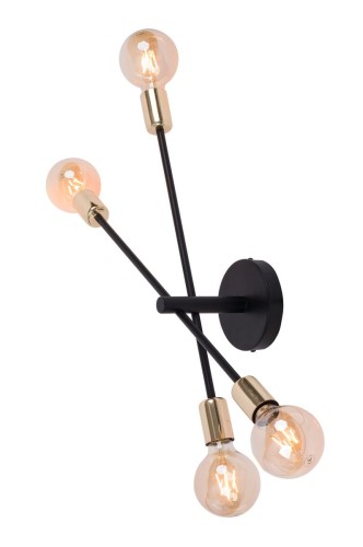 Sigma Kinkiet lampa ścienna ONYX POCZWÓRNY CZARNY ZŁOTY 31921 stal lakierowana czarny złoty 31921