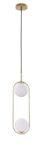 Candellux Lighting podwójna lampa wisząca złota CORDEL 32-73464 lampa sufitowa do jadalni klosze białe kule 32-73464