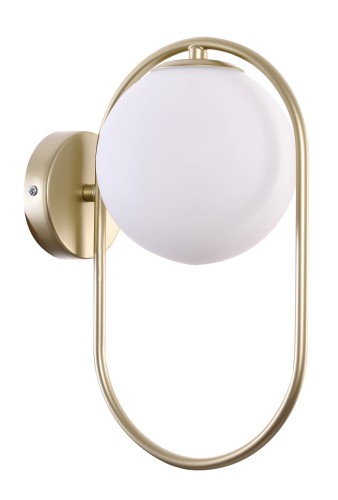 Candellux Lighting złoty kinkiet z okrągłym białym kloszem CORDEL 21-73440 lampa ścienna do salonu 21-73440