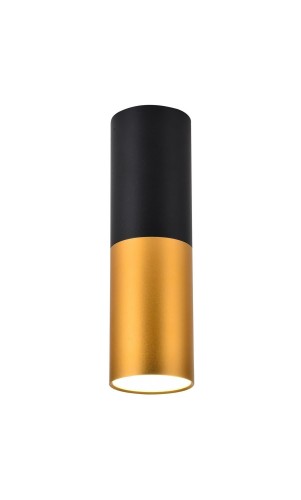 Candellux Lighting czarno-złota tubka sufitowa LED 2281728 TUBA oprawa natynkowa czarny walec GU10 do kuchni 2281728