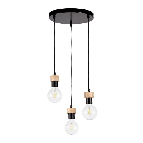 Britop lampa wisząca 3 punktowa CLARTE Metal czarny dąb olejowany Rondel 3271304R 3271304R