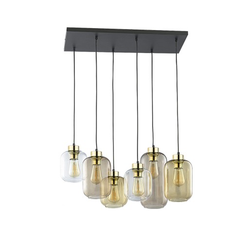 TK Lighting Lampa wisząca Marco Brown 6pł.3176