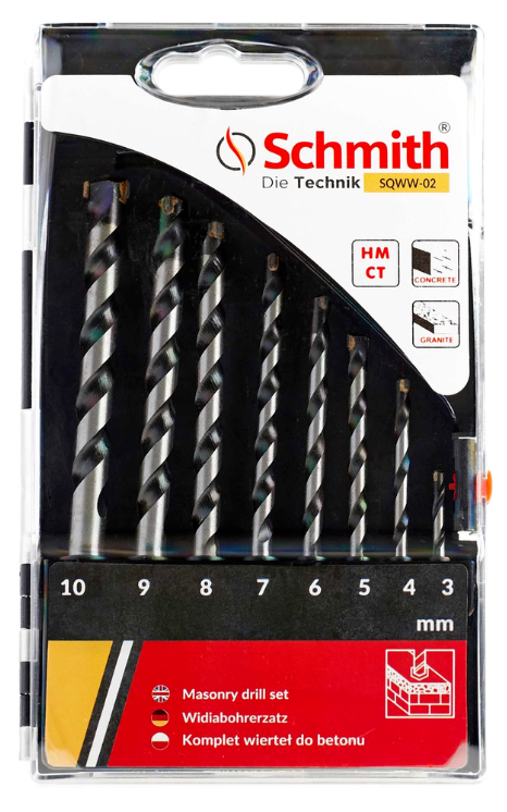 Schmith Komplet Wierteł do Betonu 4-10mm 8 elementów 19960