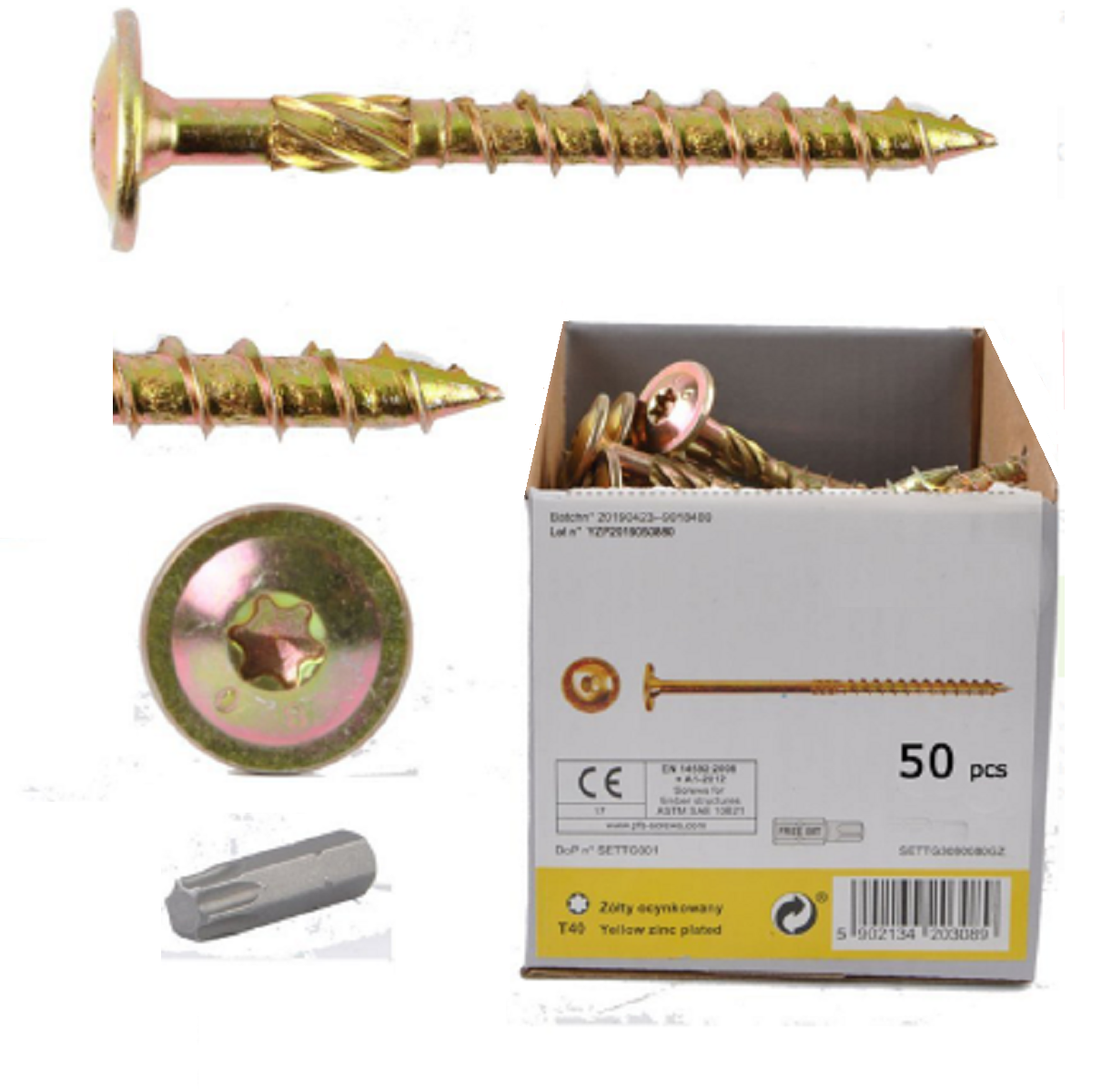 PGB Wkręty do Drewna z Kołnierzem T40 8x220 (50)