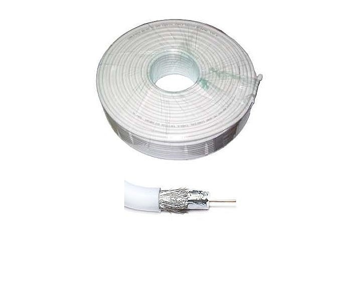 Przewód koncentryczny RG6, drut, 75 Ohm, 1m