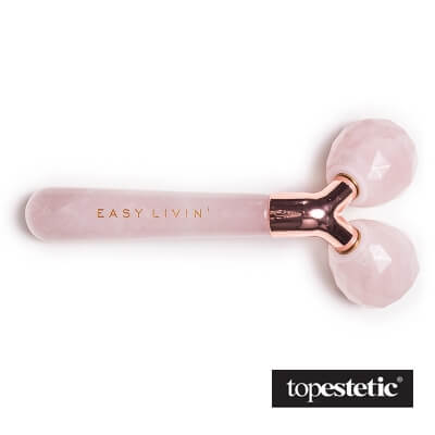 Easy Livin Easy Livin 3D Lift Beauty Roller Masażer do twarzy z dwoma głowicami z różowego kwarcu 1 szt