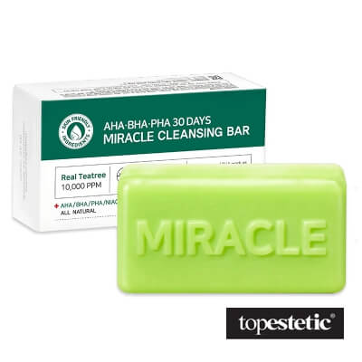 Some By Mi Some By Mi 30 Days Mireacle Cleansing Bar Mydło z naturalnymi kwasami AHA i BHA przeznaczone do kuracji oczyszczającej skóry trądzikowej 95 g