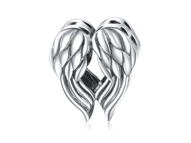 Pandora Valerio.pl Rodowany srebrny wiszący charms do serce skrzydła anioła angel wings srebro 925 NEW145 NEW145