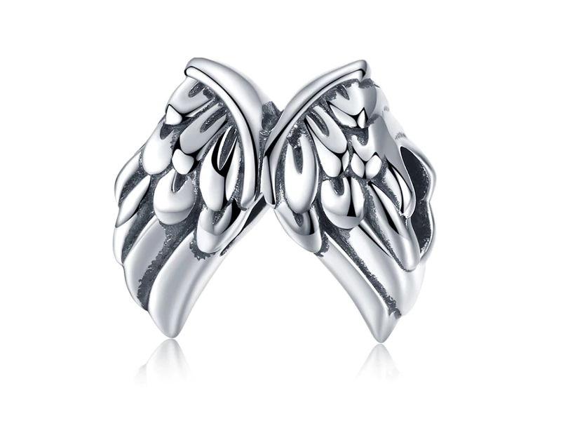 Pandora Valerio.pl Rodowany srebrny charms do serce skrzydła anioła angel wings srebro 925 BEAD45 BEAD45