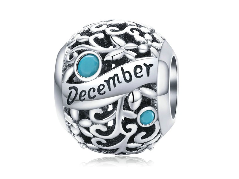 Valerio.pl Rodowany srebrny charms do miesiąc grudzień month december cyrkonie srebro 925 CHARM225 CHARM225