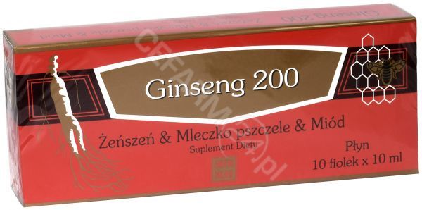 Ginseng Poland Ginseng 200 żeńszeń & mleczko pszczele & miód x 10 fiolek