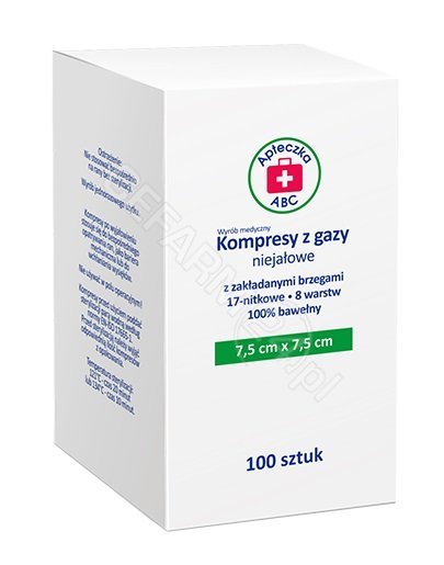 SILESIAN PHARMA SP ZOO Kompresy z gazy niejałowe 17-nitkowe 8-warstwowe 7,5 x 7,5 cm x 100 szt Apteczka ABC