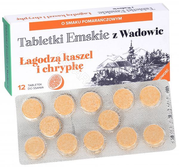 Polski Lek Tabletki emskie z wadowic o smaku pomarańczowym x 12 pastylek do ssania