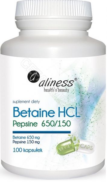 MEDICALINE Aliness Betaine HCL Pepsyna 650/150 mg x 100 kapsułek | DARMOWA DOSTAWA OD 149 PLN!