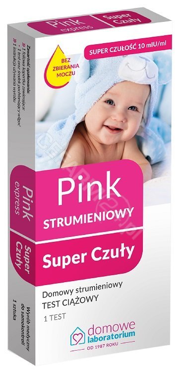 HYDREX DIAGNOSTICS SP. Z O.O.SP.K. HYDREX DIAGNOSTICS SP Z O.O.SP.K DOMOWE LABOLATORIUM PINK EXPRESS SUPER CZUŁY Test ciążowy 1 szt 9086217