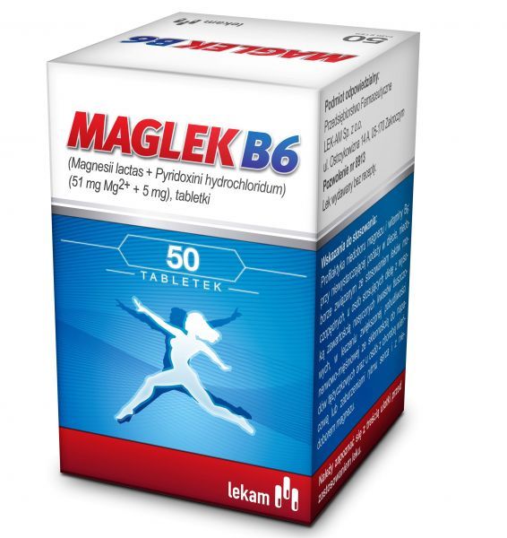 Фото - Вітаміни й мінерали MAGLEK B6 - Lek uzupełniający magnez, 50 tabletek