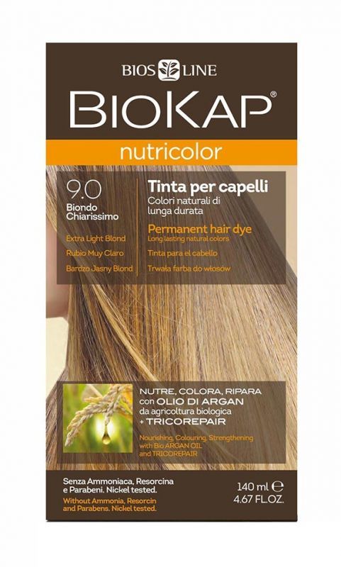 BIOS LINE S.P.A. BIOS LINE S.P.A BIOKAP Nutricolor farba do włosów 9.0 Bardzo Jasny Blond 140 ml 7042989