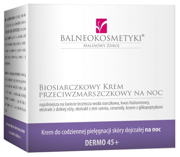 Фото - Крем і лосьйон Balneokosmetyki Biosiarczkowy Krem 45+ przeciwzmarszczkowy na noc, 50 ml