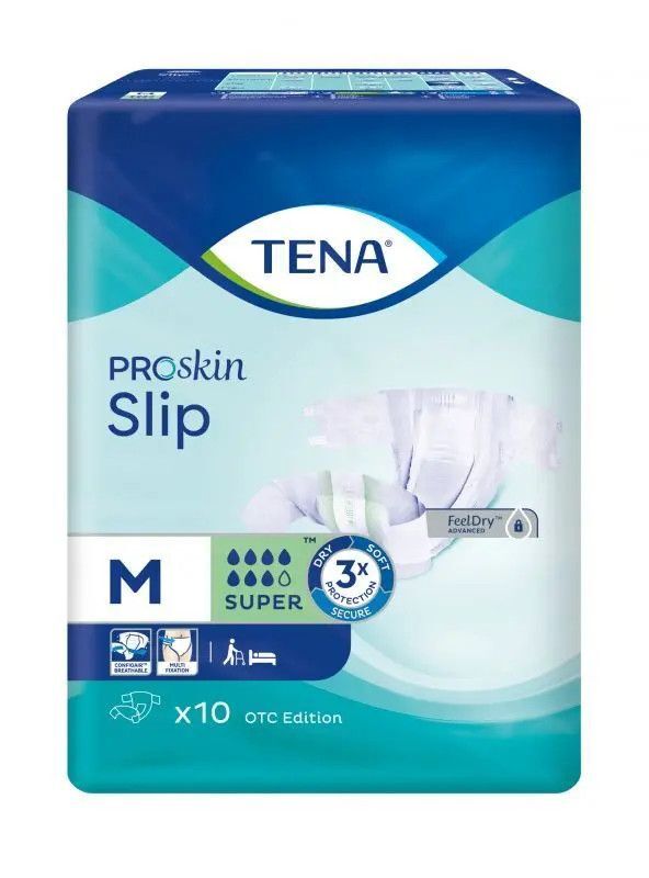 SCA HYGIENE PRODUCTS AB TENA Slip Super M pieluchomajtki 10 sztuk + Gratis chusteczki oczyszczające 10 sztuk 9046850