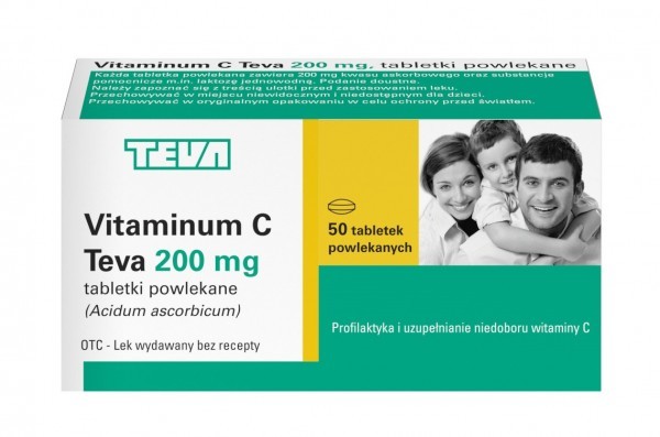 Teva Vitaminum c 200 mg x 50 tabl powlekanych