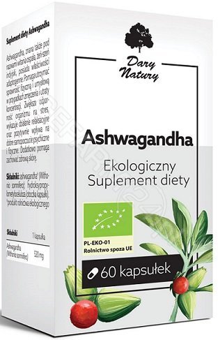 DARY NATURY Ashwagandha 60kaps. Ekologiczny Suplement diety DARY NATURY 21DARASHWA