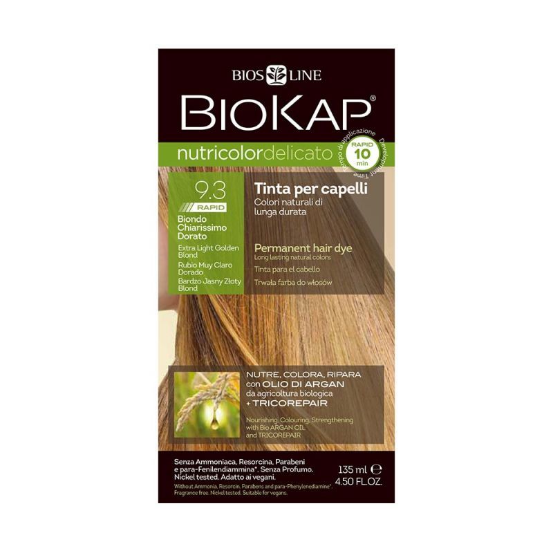 Bios Line S.P.A Biokap Nutricolor Rapid 9.3 Bardzo Jasny Złoty Blond 135 ml
